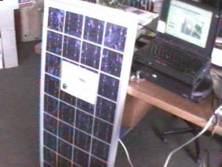 The inverter connects to the battery which connnects to the Solar Cell.