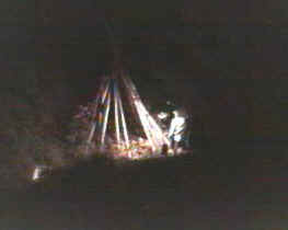 The Peace Camp at night.
